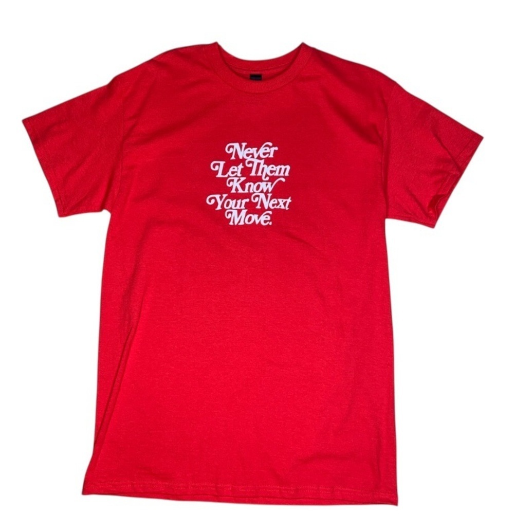 Bold Red Motivational puff print Tee Sz M